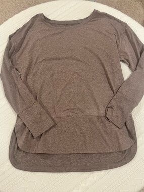 Apana Heathered Brown Long Sleeve Active Top - Size M